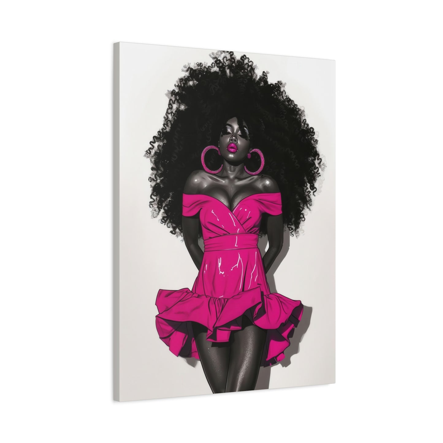 Pink Is My Color Black Woman Art Canvas Wall Print
