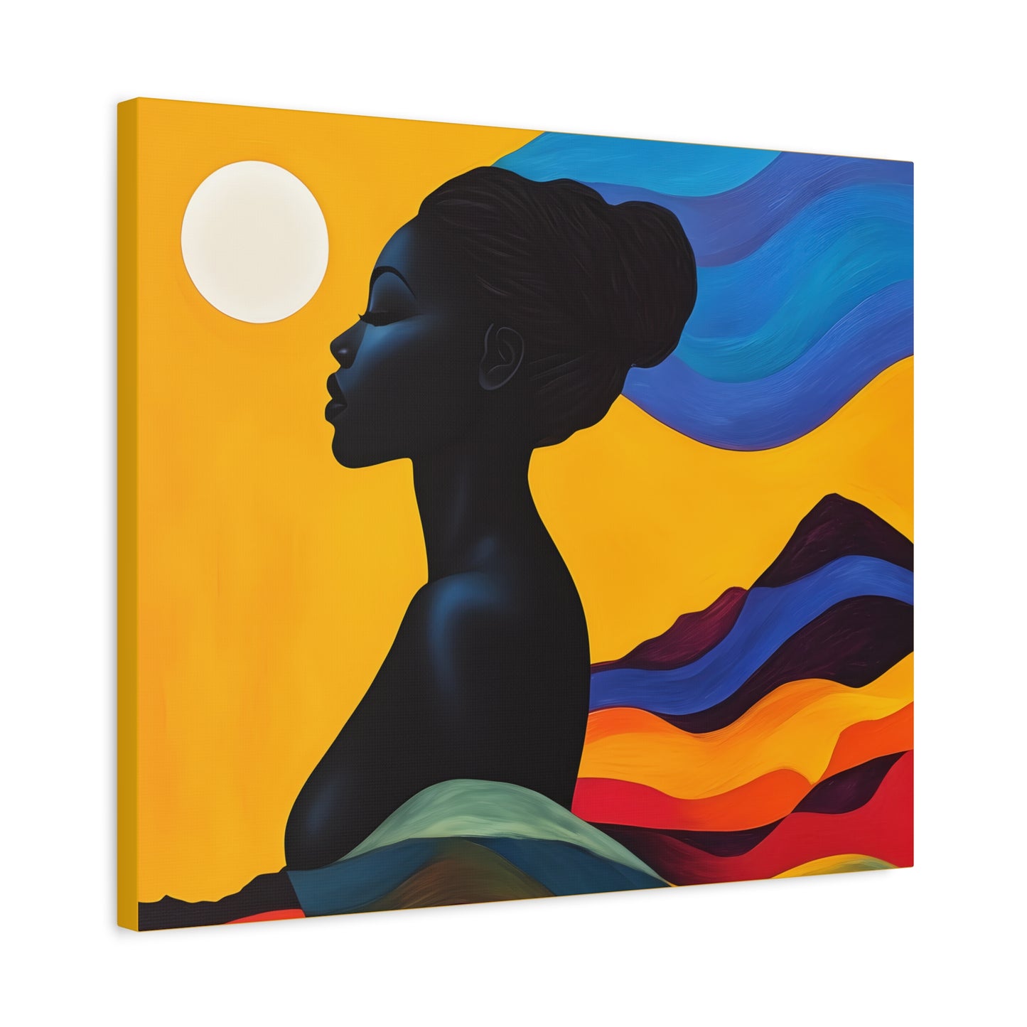 Serenity In Full Color Black Woman Art Canvas Wall Print