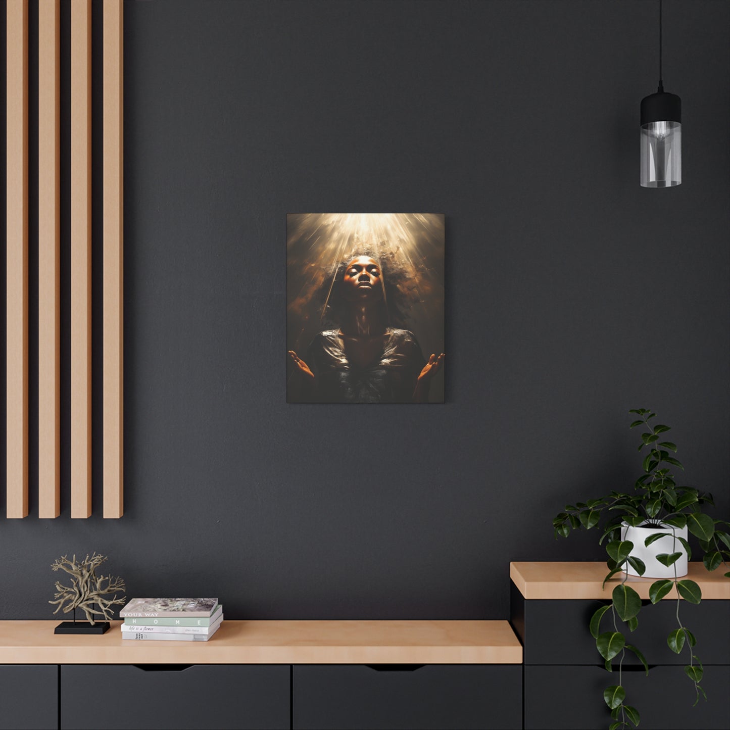 Give Me Strength Afrocentric Black Woman Inspirational Spiritual Art Canvas Wall Print