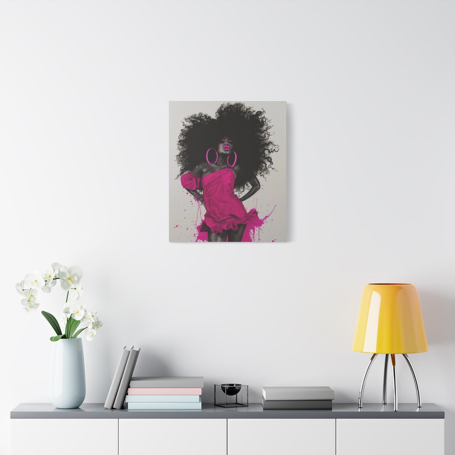 Model Perfect In Pink — Afrocentric Inspirational Black Woman Canvas Wall Art