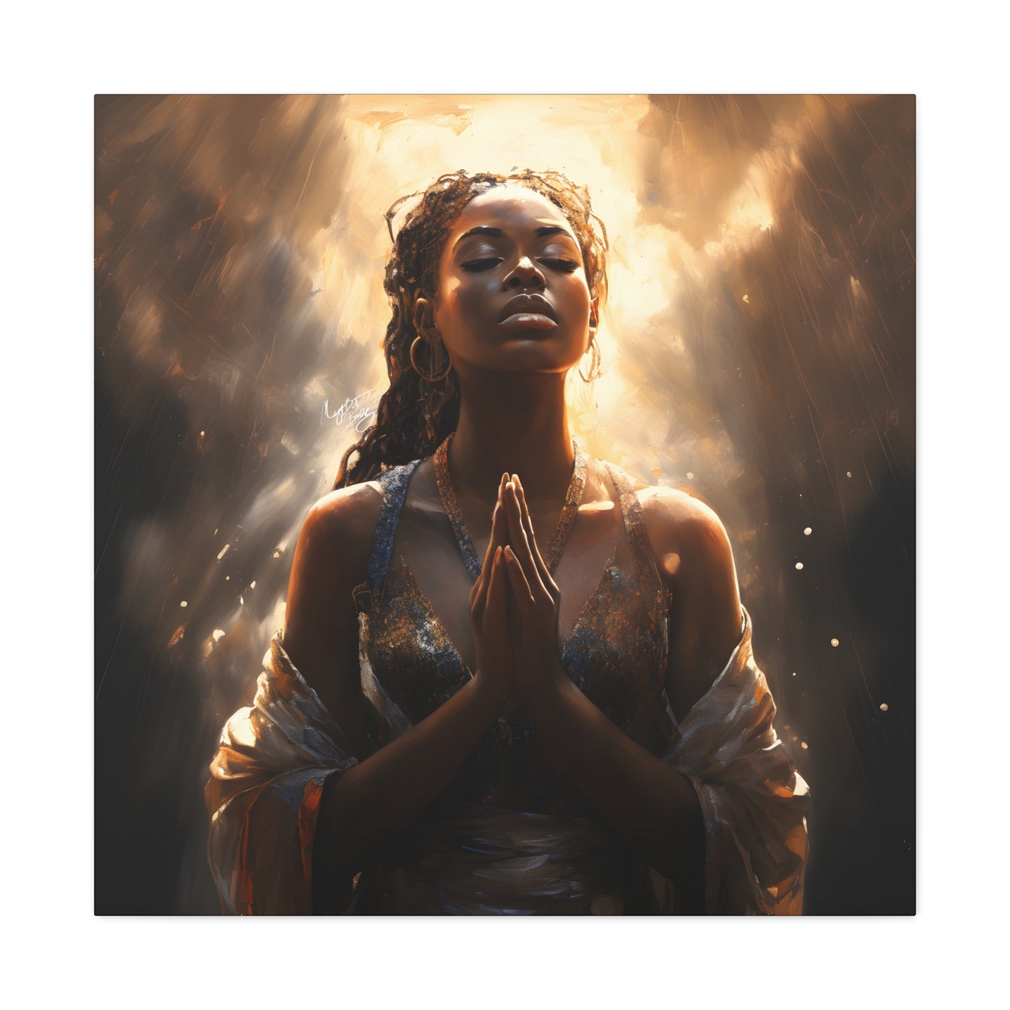 Please Listen To My Prayers Afrocentric Black Inspirational Spiritual Art Canvas Wall Print - Xtreme Shopper