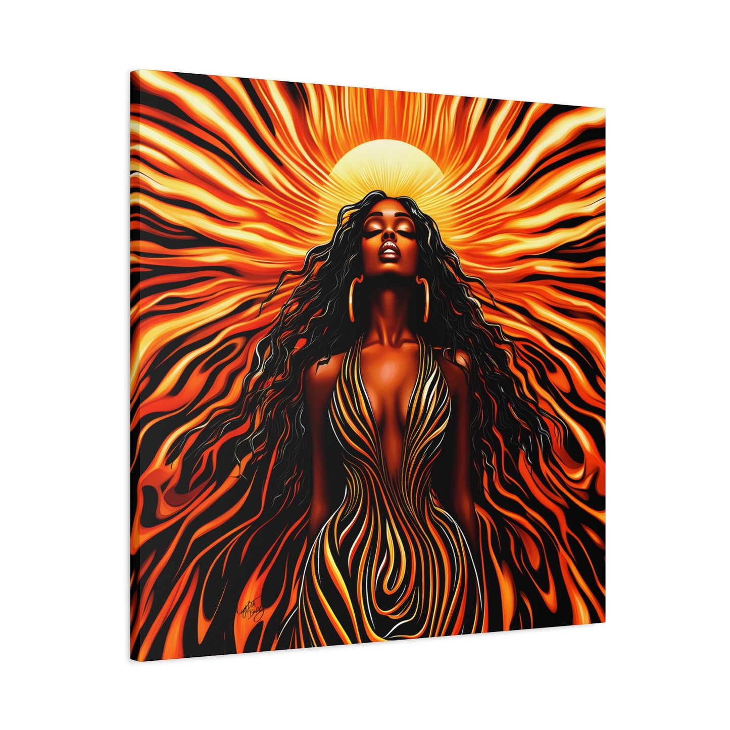 Sunkissed Afrocentric Black Woman Abstract Art Canvas Wall Print