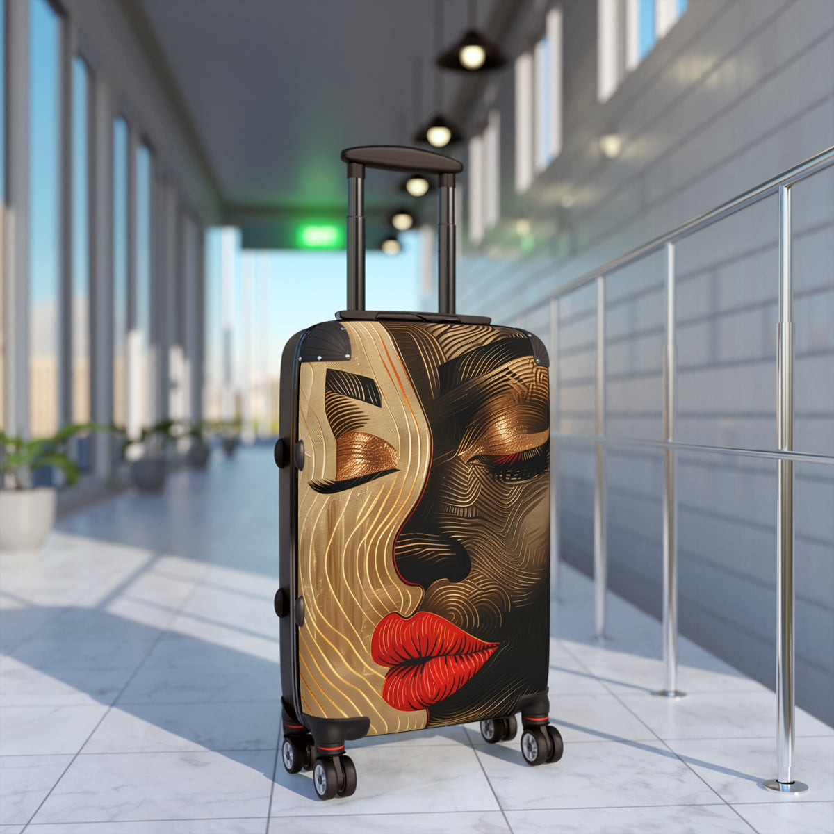 Peaceful Days Black Woman Art Hardshell Hardside Lockable Spinner Suitcase