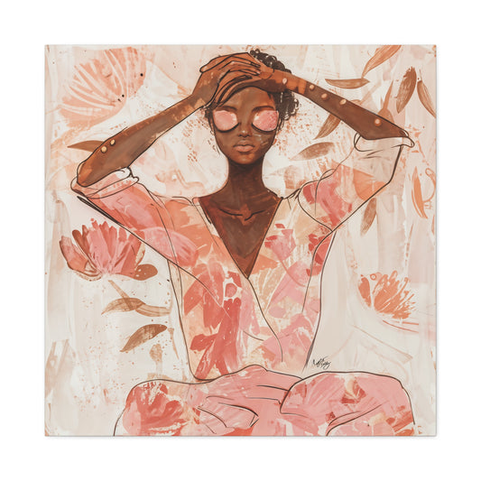 Relax It Will Be Okay Afrocentric Black Woman Abstract Art Canvas Wall Print