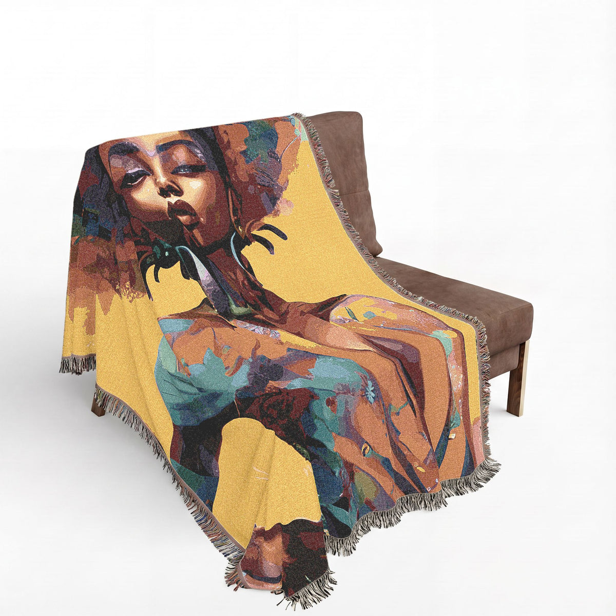 Everything About Me Black Woman Art Woven Throw Blanket