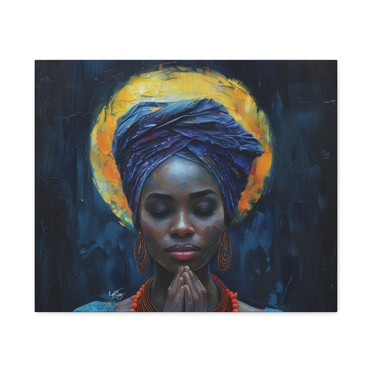 Sunset Relaxation Afrocentric Black Woman Spiritual Art Canvas Wall Print