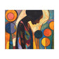 At Peace In Abstract Afrocentric Black Woman Abstract Art Canvas Wall Print - Xtreme Shopper