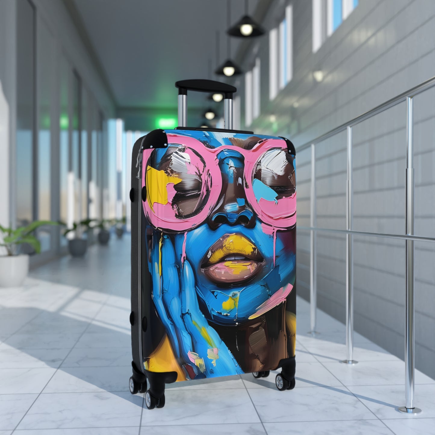 Painted In Sight Black Woman Art Hardshell Hardside Lockable Spinner Suitcase