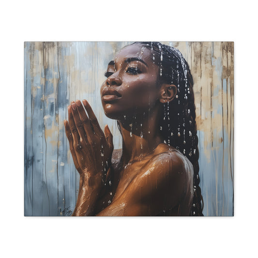 Naturally Peaceful Afrocentric Black Woman Art Canvas Wall Print