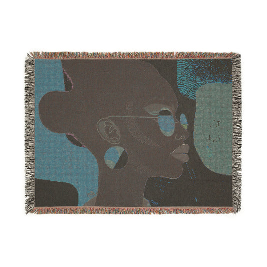 Seriously Beautiful Afrocentric Black Woman Abstract Art Woven Throw Blanket