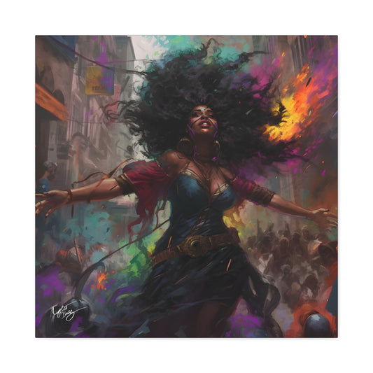 Flee To Freedom Afrocentric Abstract Black Woman Fantasy Alternative History Art Canvas Wall Print