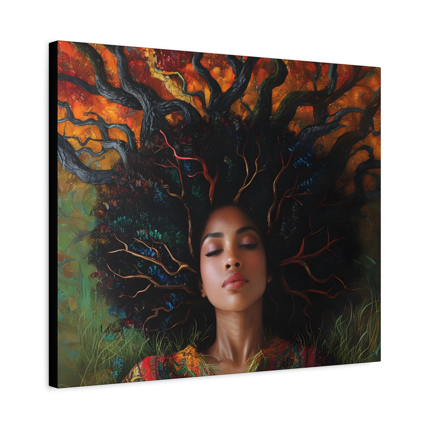 Rooted In My Mind Afrocentric Black Woman Inspirational Spiritual Art Canvas Wall Print - Xtreme Shopper