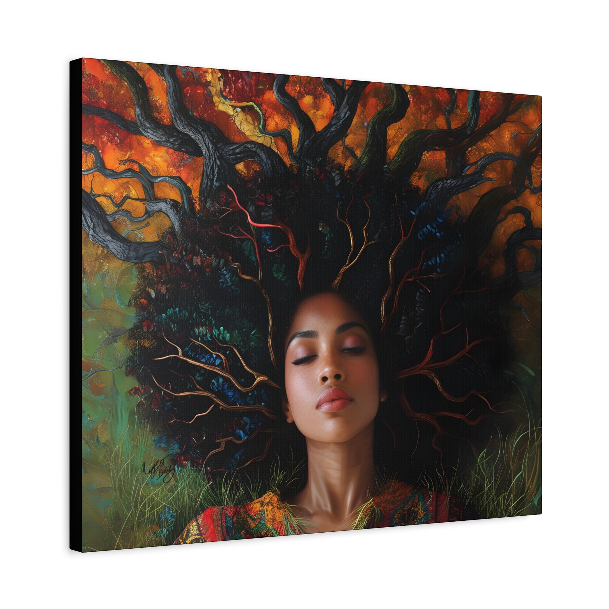 Rooted In My Mind Afrocentric Black Woman Inspirational Spiritual Art Canvas Wall Print - Xtreme Shopper