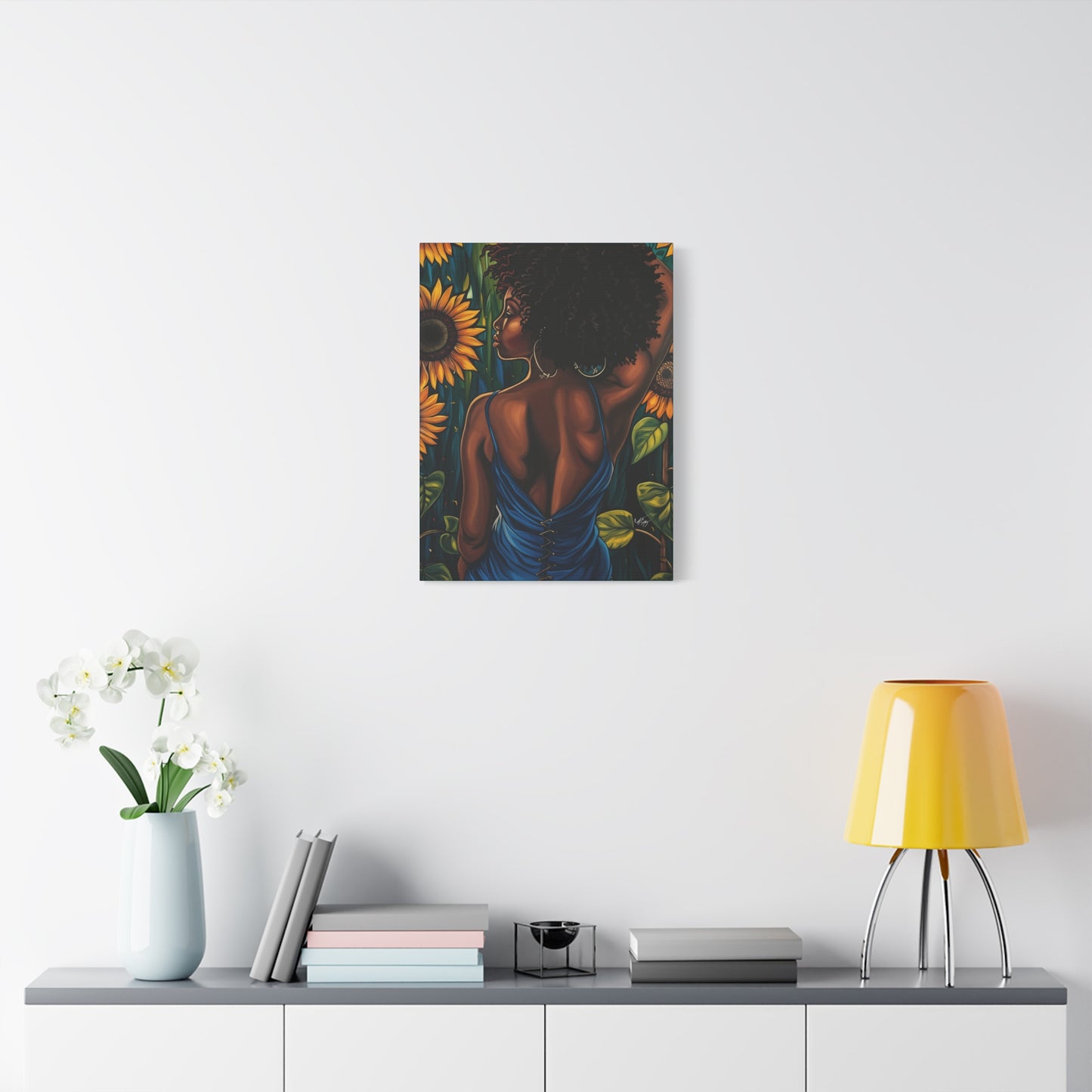In The Garden Afrocentric Black Woman Art Canvas Wall Print