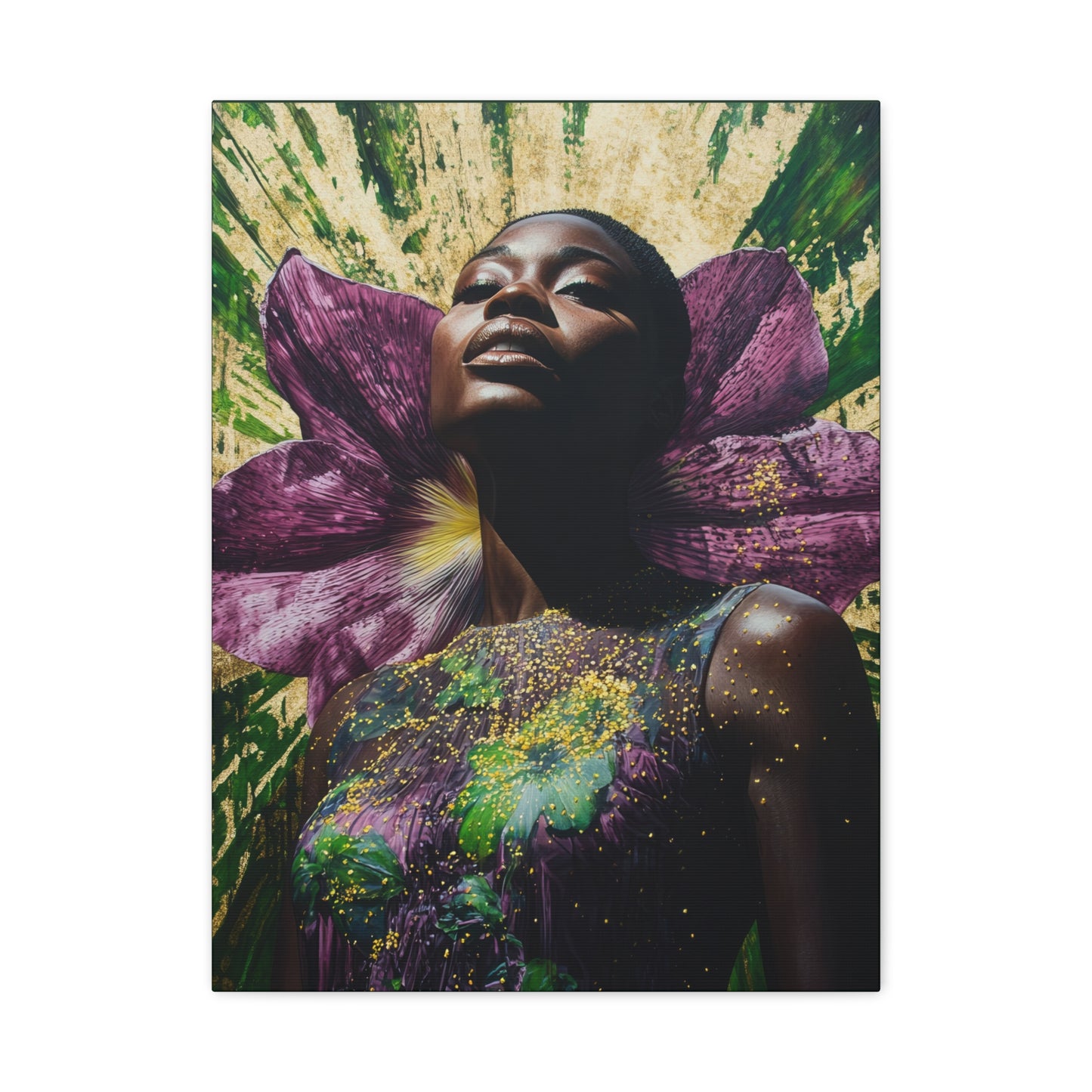 Blooming With Beauty Afrocentric Black Woman Inspirational Spiritual Art Canvas Wall Print