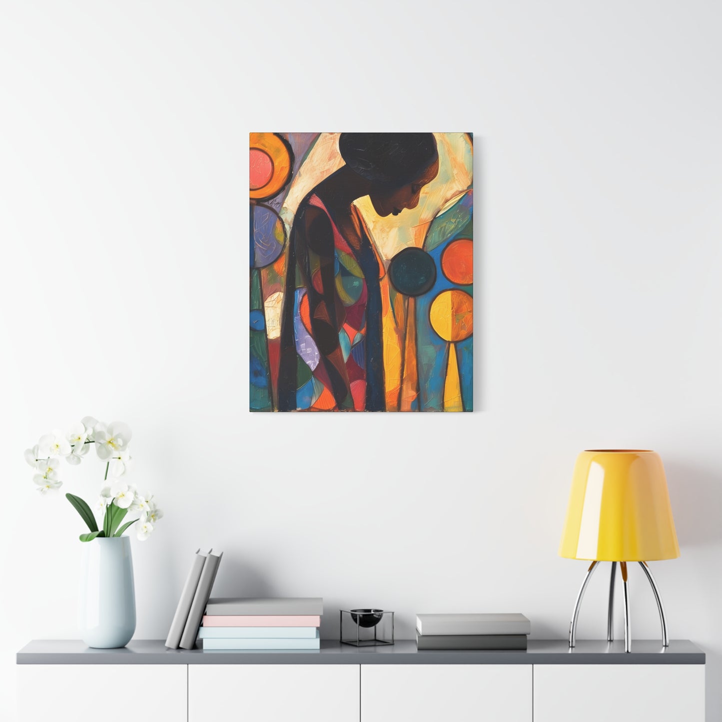 At Peace In Abstract Afrocentric Black Woman Abstract Art Canvas Wall Print - Xtreme Shopper