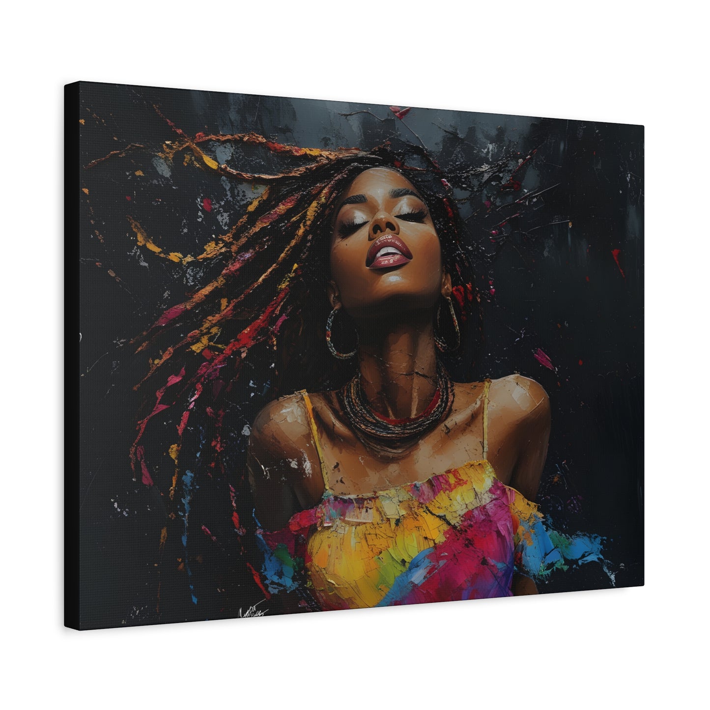 Euphoria Afrocentric Black Woman Abstract Art Canvas Wall Print