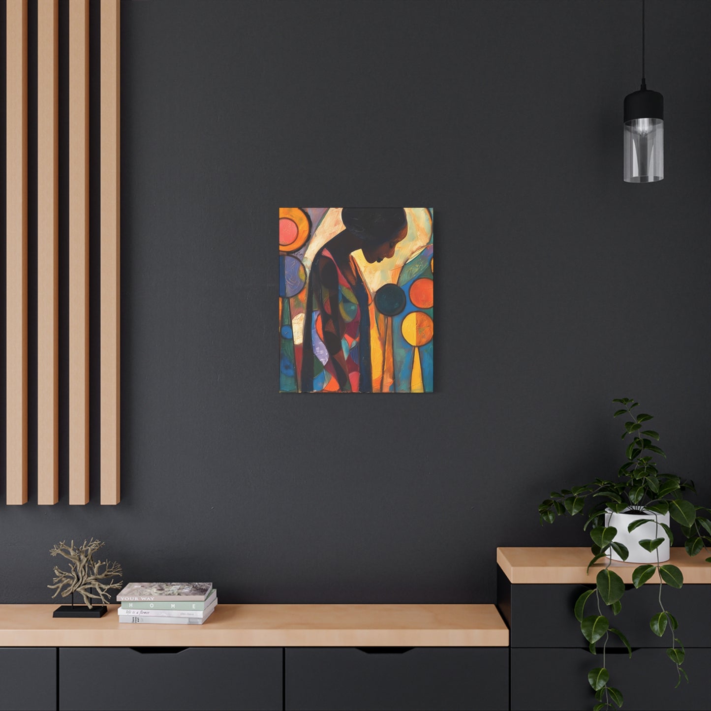 At Peace In Abstract Afrocentric Black Woman Abstract Art Canvas Wall Print - Xtreme Shopper