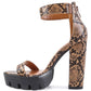 Trendy Snake Print Vegan Leather Lug Sole Sandals - Xtreme Shopper