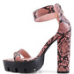 Trendy Snake Print Vegan Leather Lug Sole Sandals - Xtreme Shopper