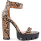 Trendy Snake Print Vegan Leather Lug Sole Sandals - Xtreme Shopper