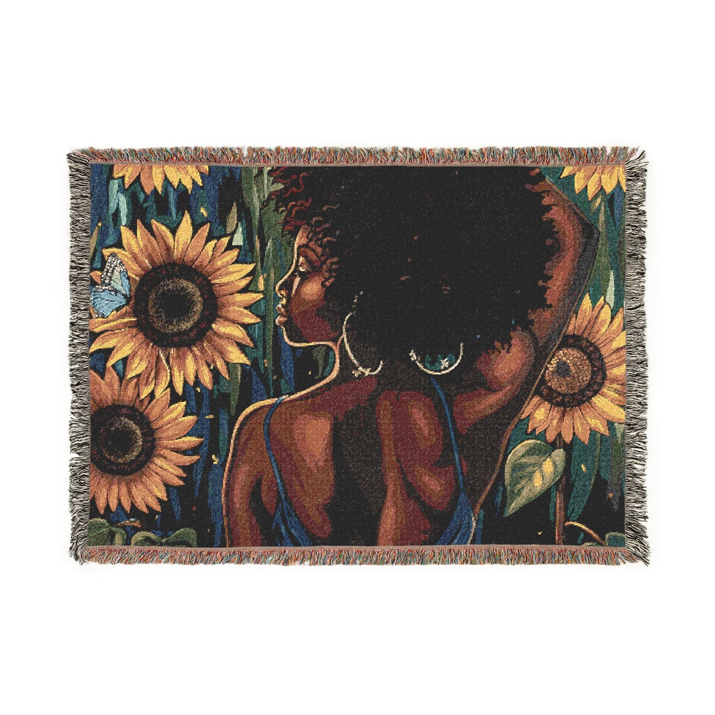 In The Garden Abstract Black Woman Afrocentric Art Woven Throw Blanket - Xtreme Shopper