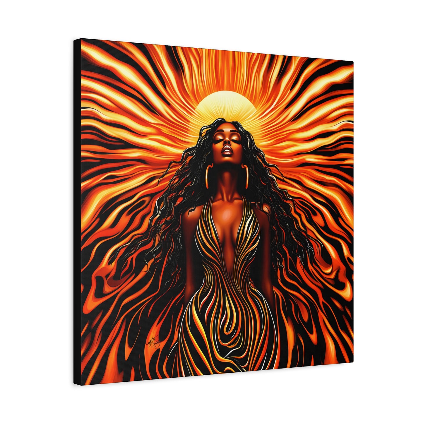 Sunkissed Afrocentric Black Woman Abstract Art Canvas Wall Print