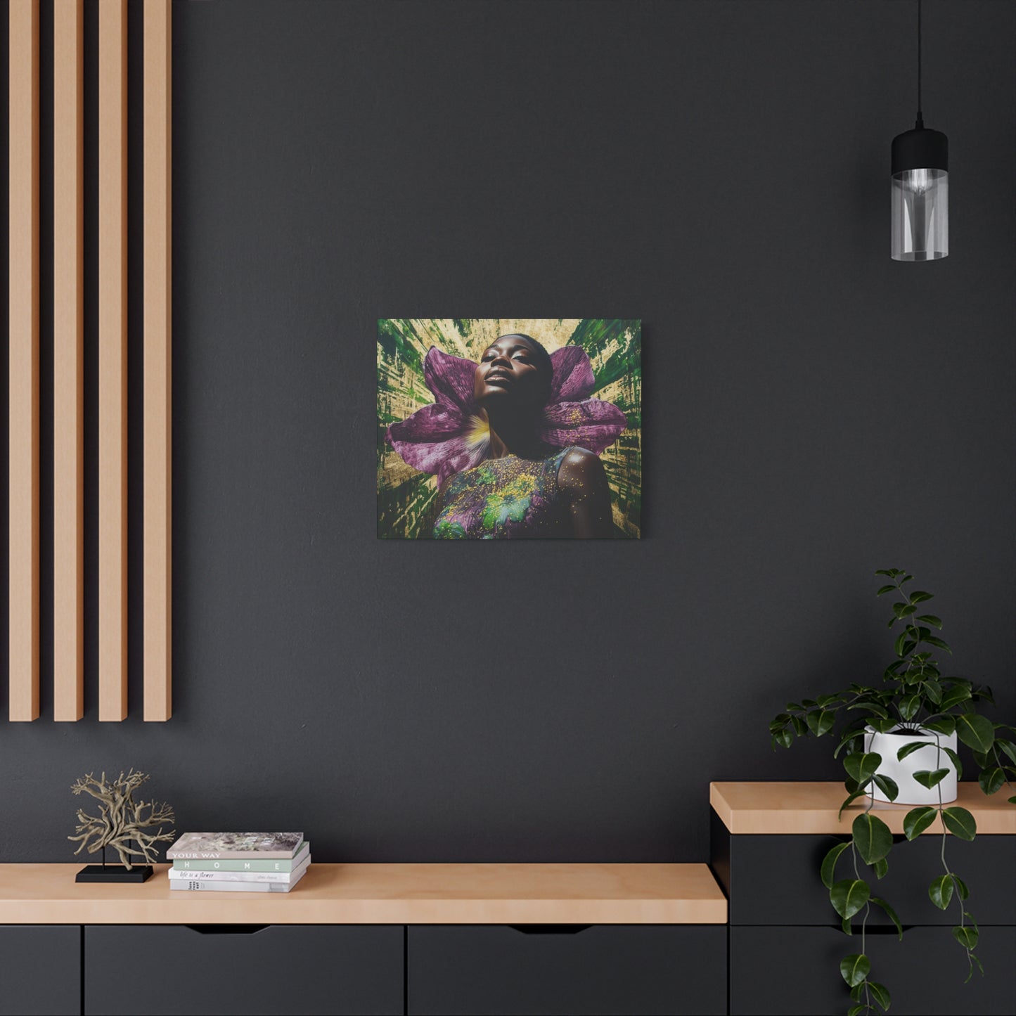 Blooming With Beauty Afrocentric Black Woman Inspirational Spiritual Art Canvas Wall Print