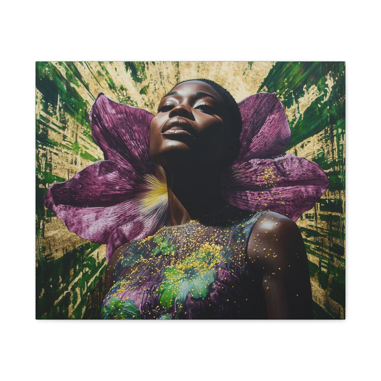 Blooming With Beauty Afrocentric Black Woman Inspirational Spiritual Art Canvas Wall Print