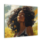 Stop And Smell The Flowers Afrocentric Black Woman Inspirational Message Artwork Canvas Wall Print