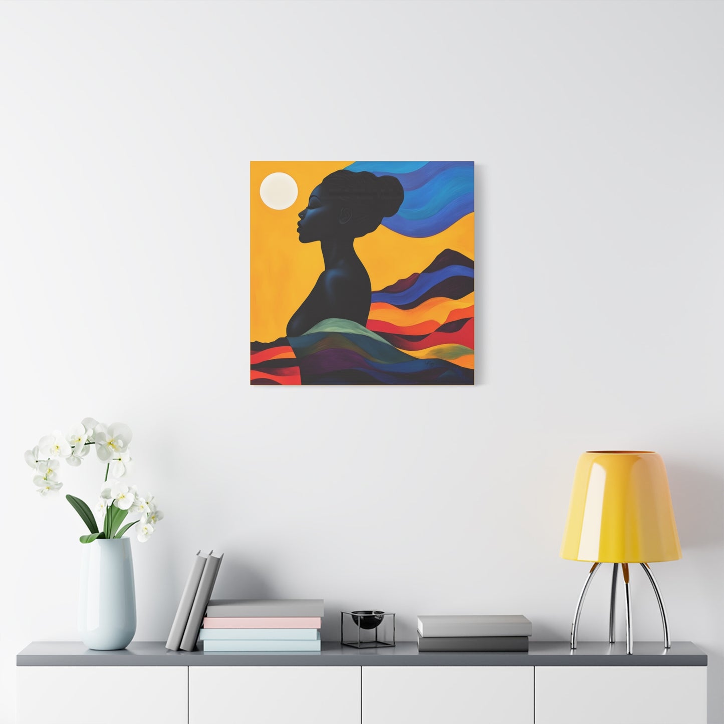 Serenity In Full Color Black Woman Art Canvas Wall Print