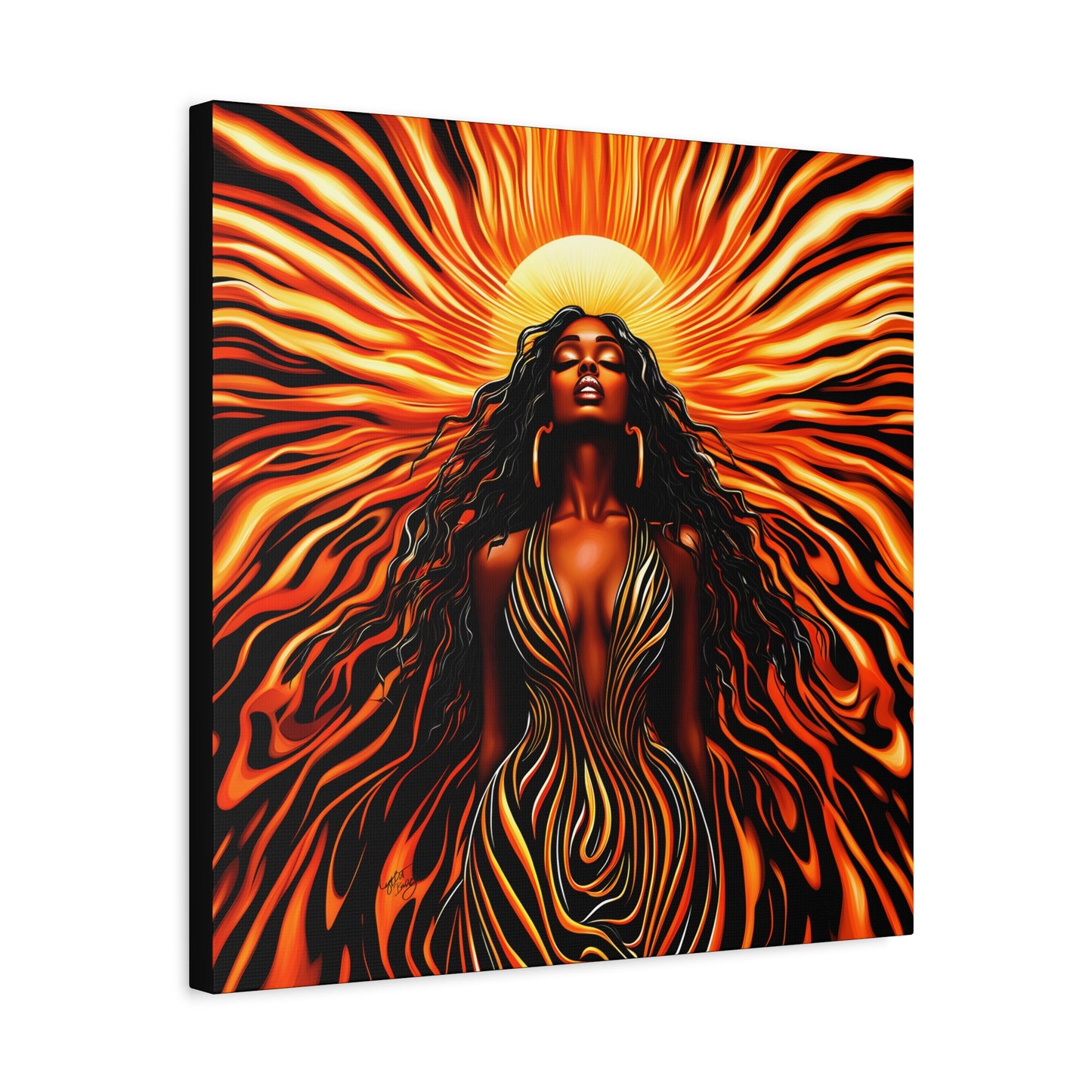 Sunkissed Afrocentric Black Woman Abstract Art Canvas Wall Print