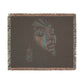 Original Makeup Afrocentric Black Woman Abstract Art Woven Throw Blanket