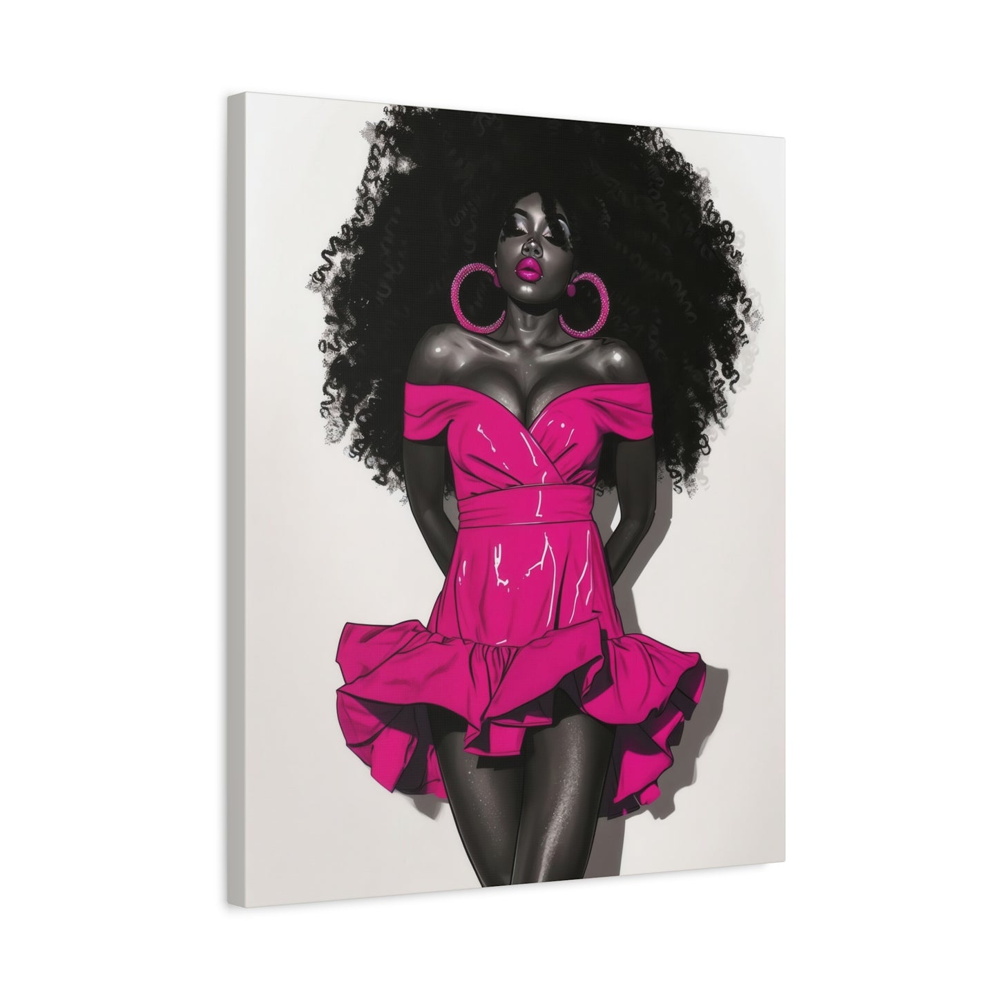 Pink Is My Color Black Woman Art Canvas Wall Print