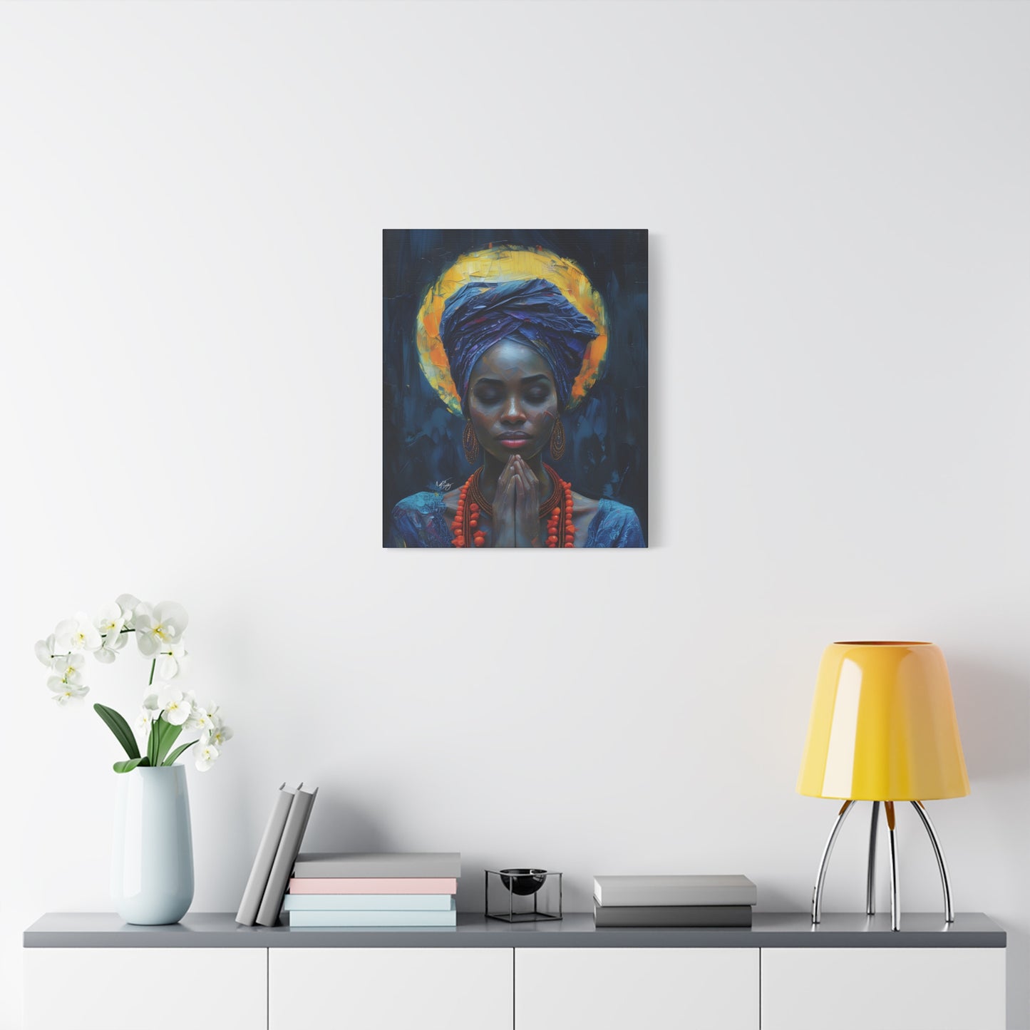 Sunset Relaxation Afrocentric Black Woman Spiritual Art Canvas Wall Print