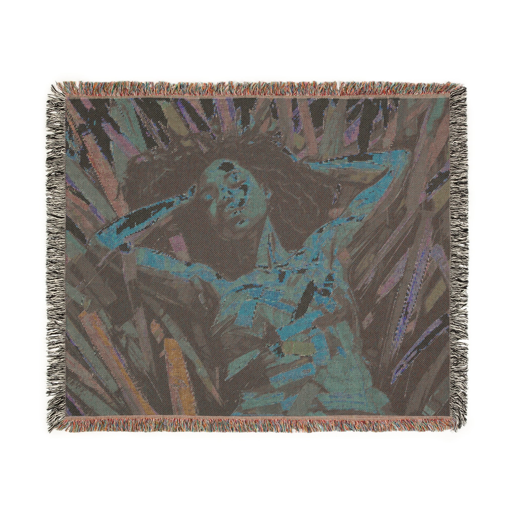 Be At Peace Abstract Black Woman Afrocentric Art Woven Throw Blanket