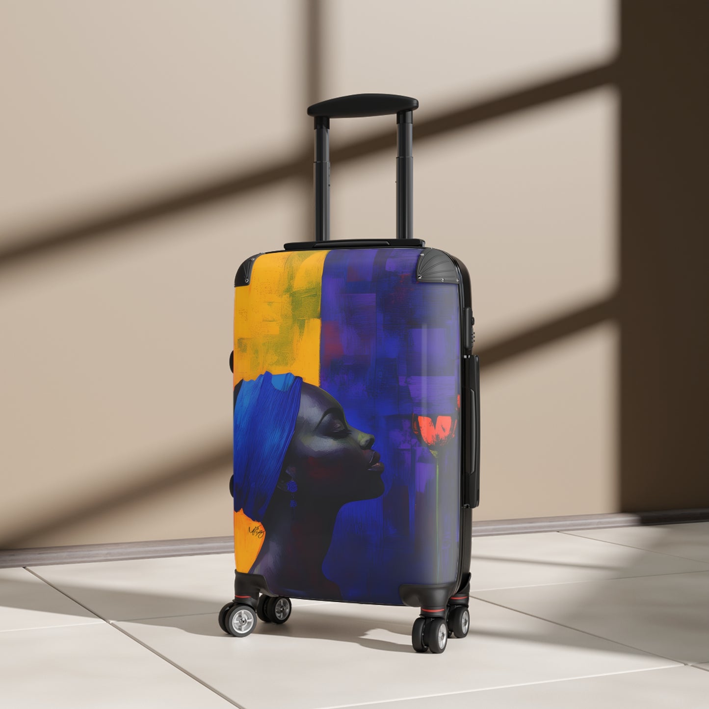Stop and Smell the Flowers Black Woman Art Hardshell Hardside Lockable Spinner Suitcase