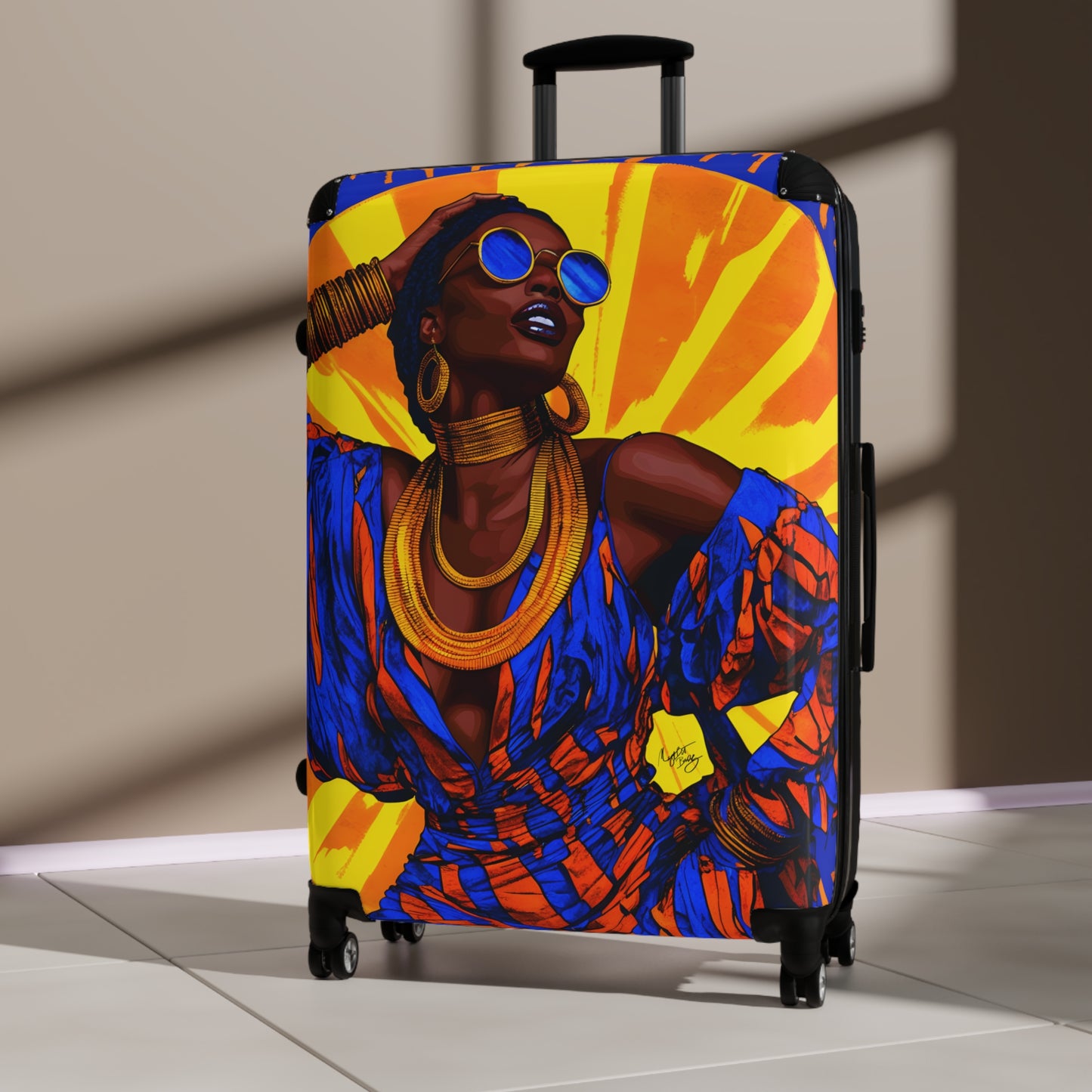 Vacation Vibing Black Woman Art Hardshell Hardside Lockable Spinner Suitcase Luggage