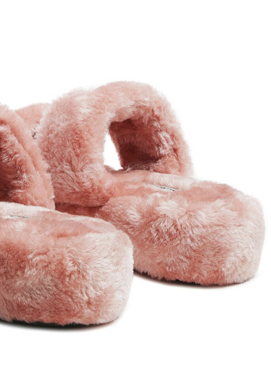 Smoothie Faux Fur Platform Slipper Sandals - Xtreme Shopper