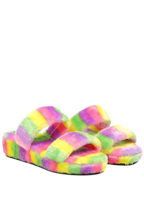 Smoothie Faux Fur Platform Slipper Sandals - Xtreme Shopper