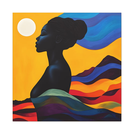 Serenity In Full Color Black Woman Art Canvas Wall Print