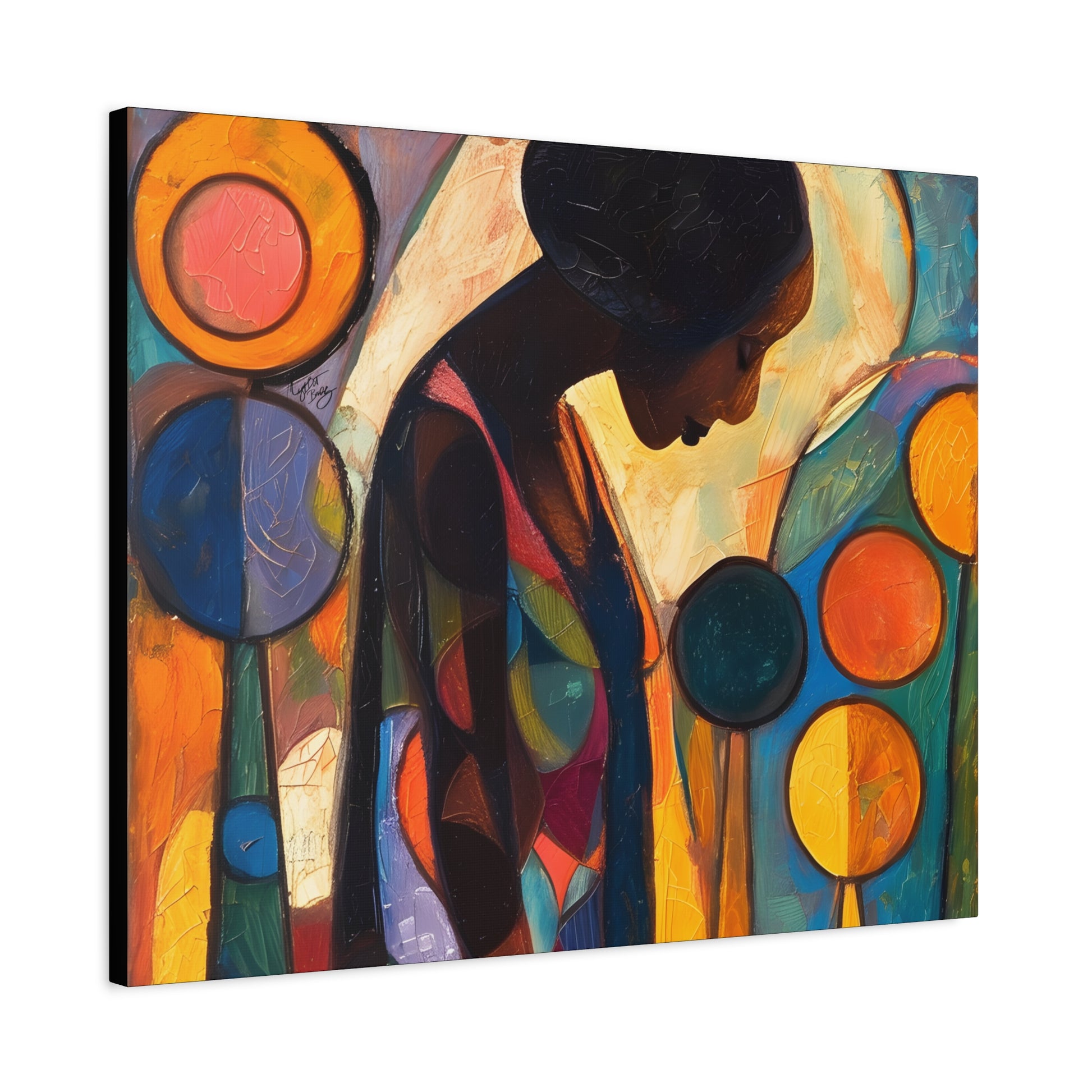 At Peace In Abstract Afrocentric Black Woman Abstract Art Canvas Wall Print - Xtreme Shopper