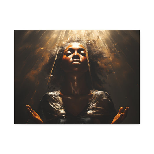 Give Me Strength Afrocentric Black Woman Inspirational Spiritual Art Canvas Wall Print