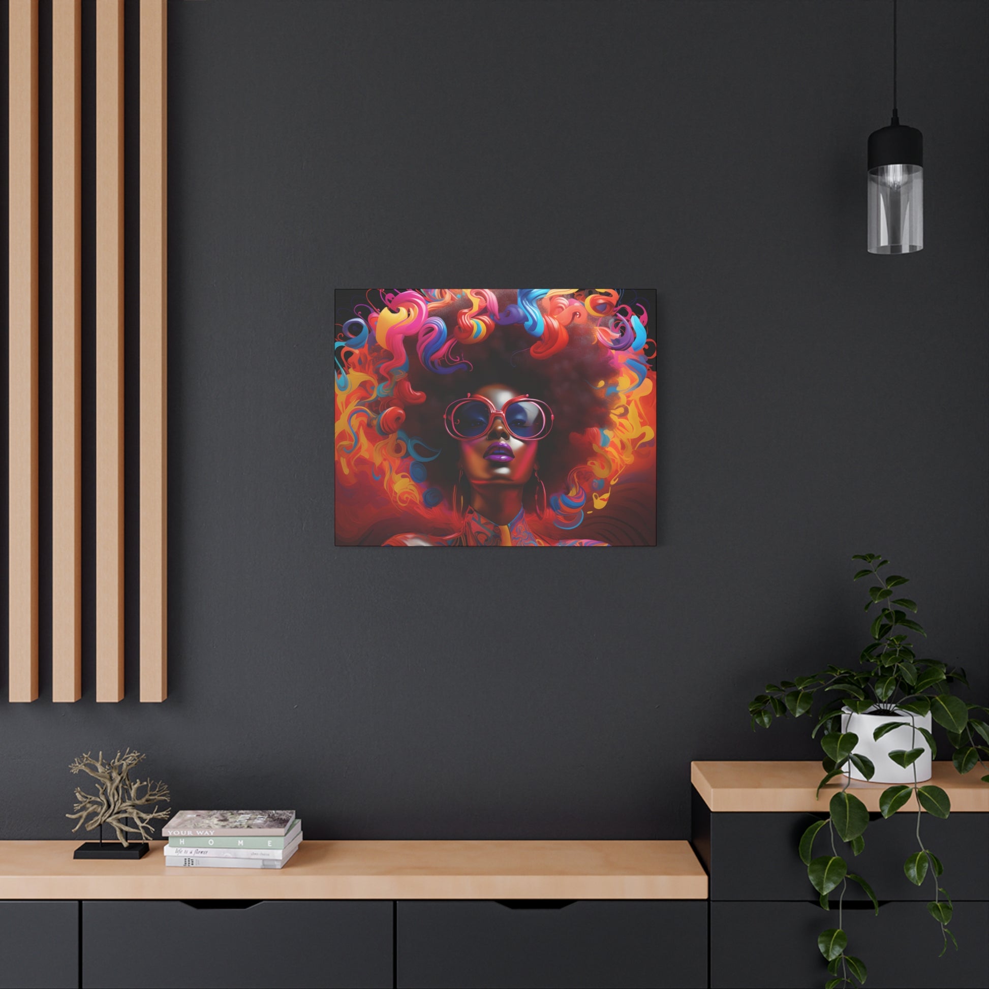 Groovy Summer Black Woman Psychedelic Themed Artwork Canvas Wall Print - Xtreme Shopper