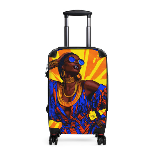 Vacation Vibing Black Woman Art Hardshell Hardside Lockable Spinner Suitcase Luggage