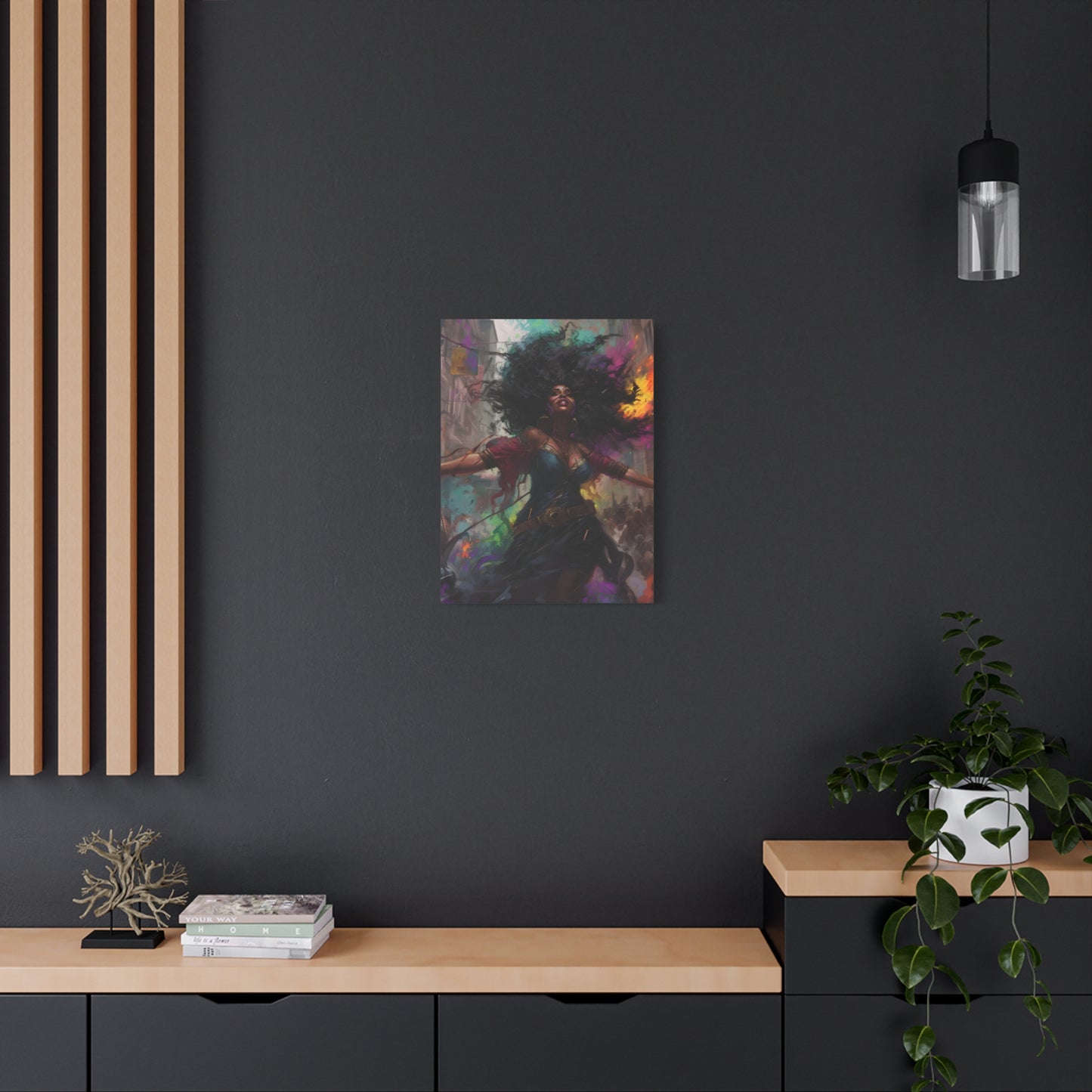 Flee To Freedom Afrocentric Abstract Black Woman Fantasy Alternative History Art Canvas Wall Print