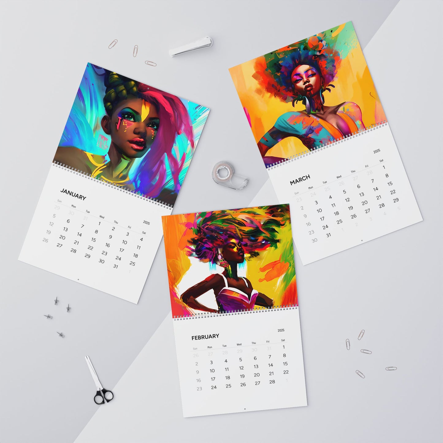 Black Girl Magic Oil Inspired Artwork Wall Calendar