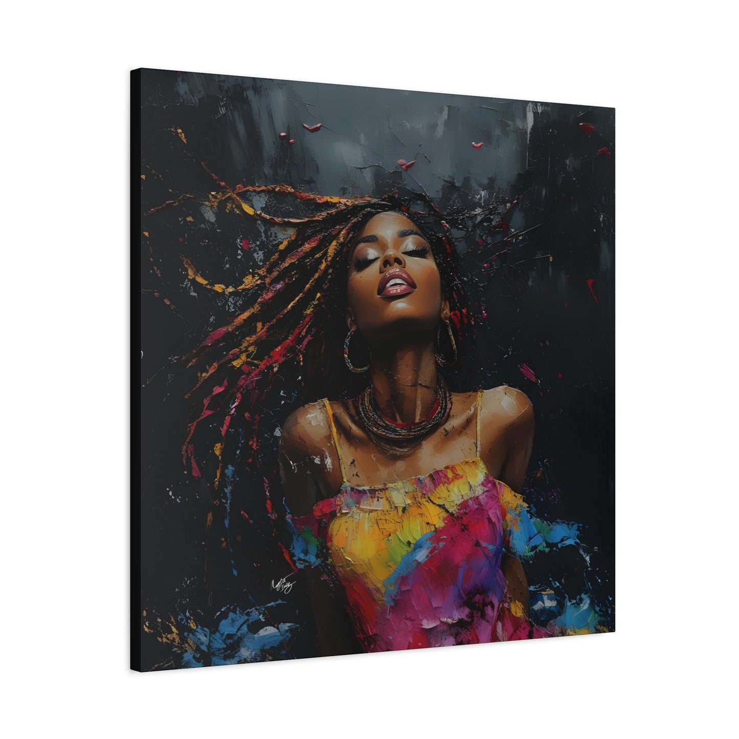 Euphoria Afrocentric Black Woman Abstract Art Canvas Wall Print