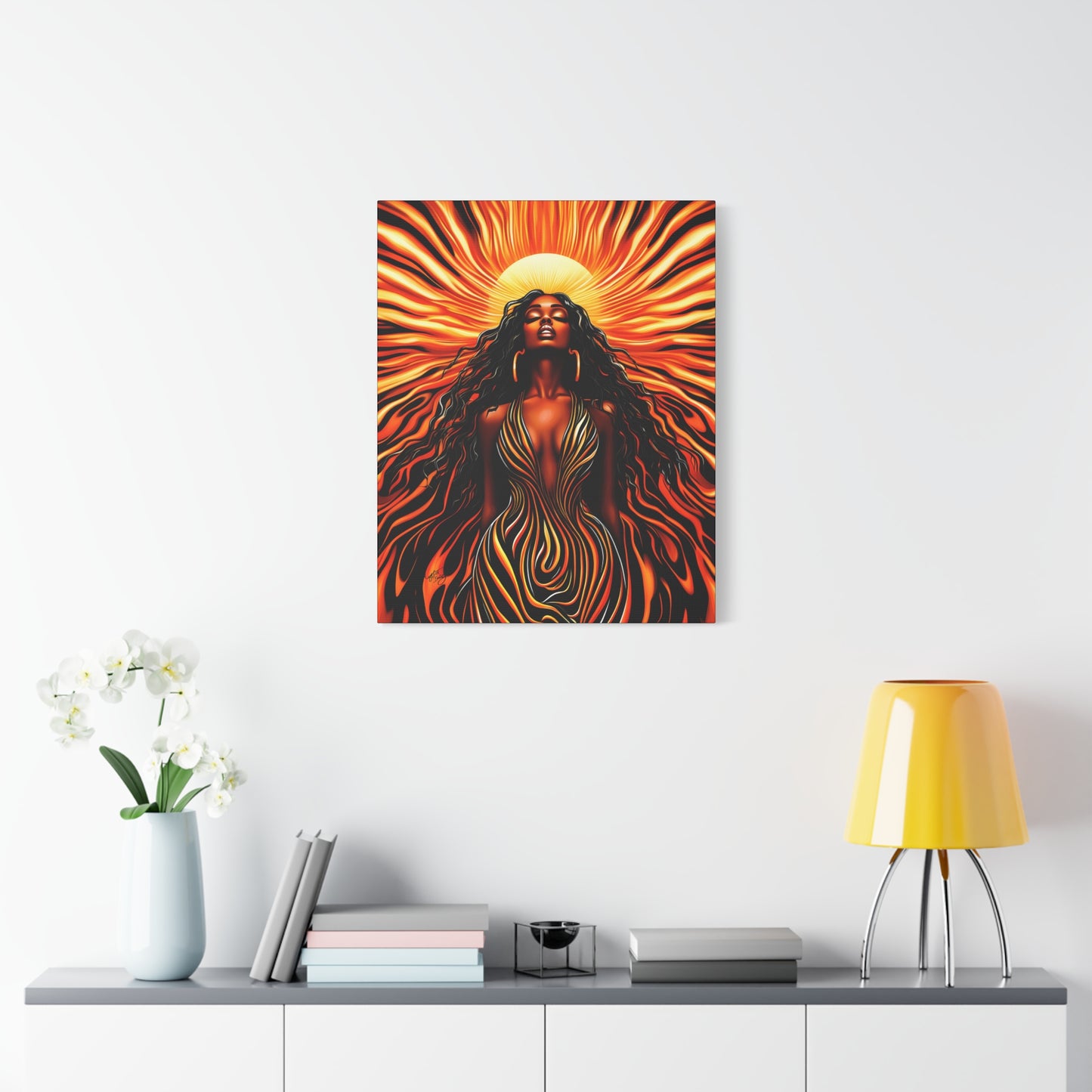 Sunkissed Afrocentric Black Woman Abstract Art Canvas Wall Print
