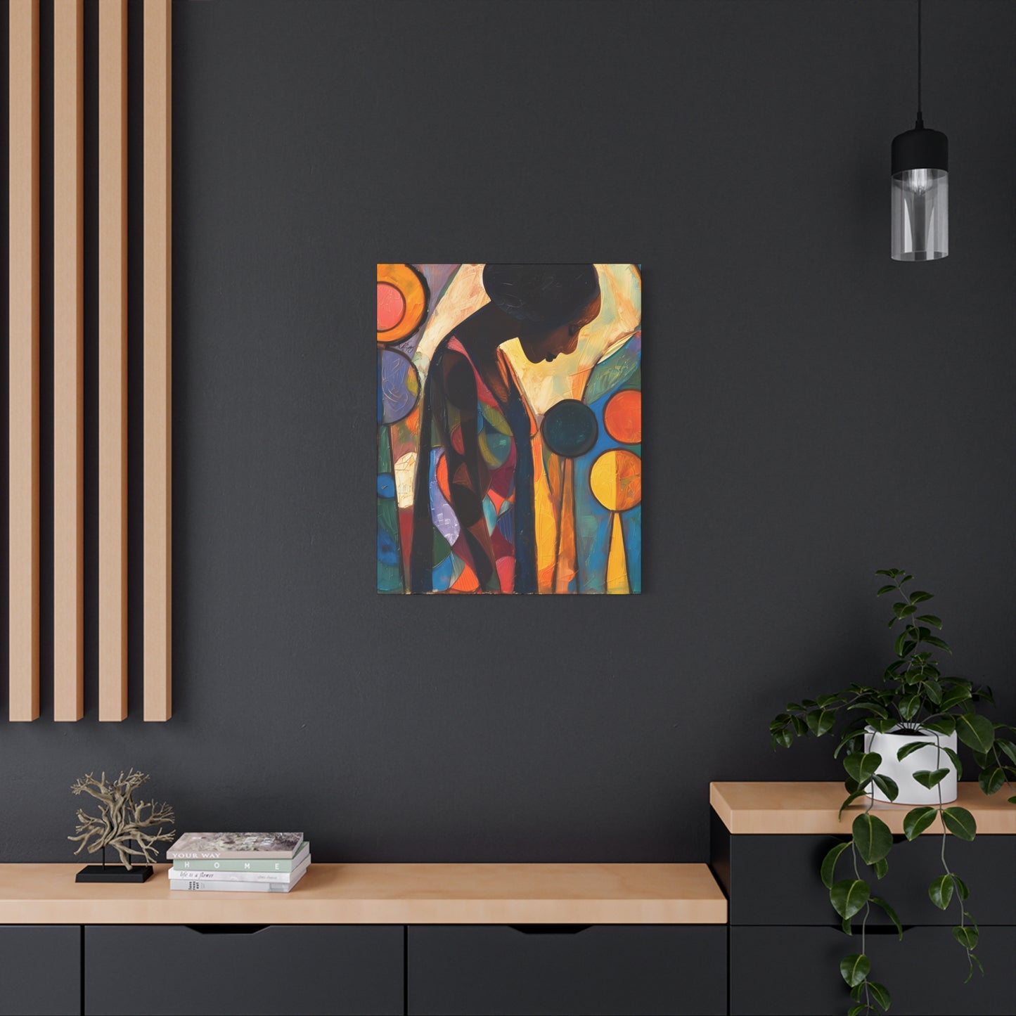 At Peace In Abstract Afrocentric Black Woman Abstract Art Canvas Wall Print - Xtreme Shopper
